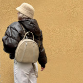 Rucsac dama din piele naturala DiAmanti Alessia Taupe